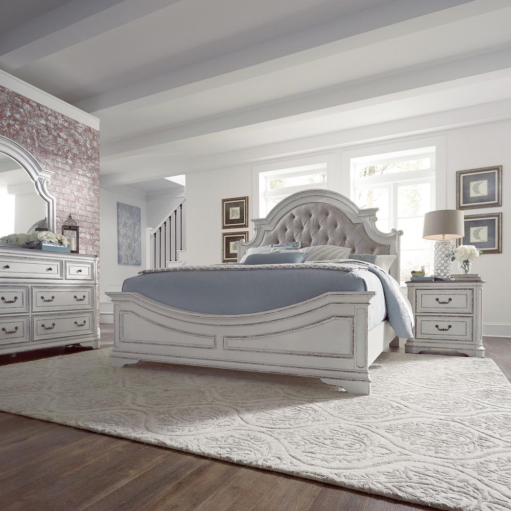 Magnolia Manor King Upholstered Bed in Antique White