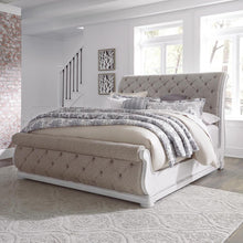 Magnolia Manor King Upholstered Sleigh Bed in Antique White