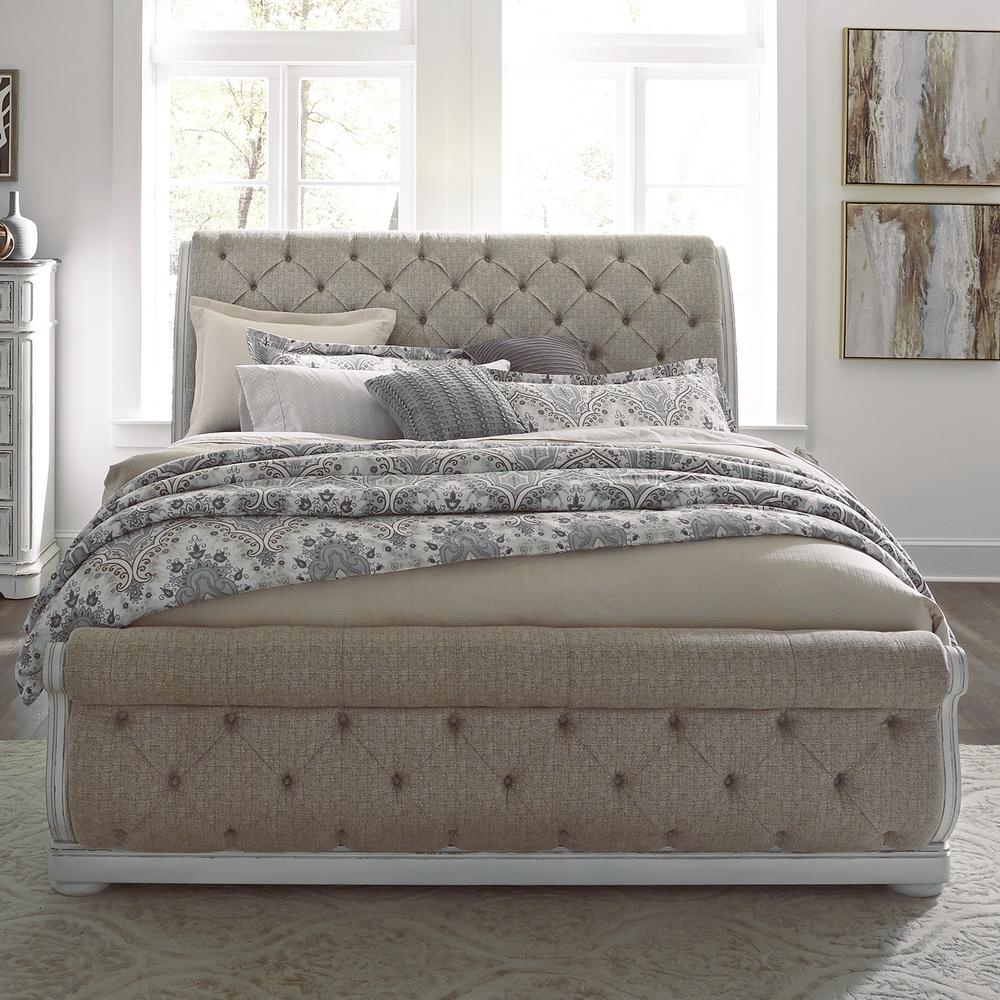 Magnolia Manor King Upholstered Sleigh Bed in Antique White