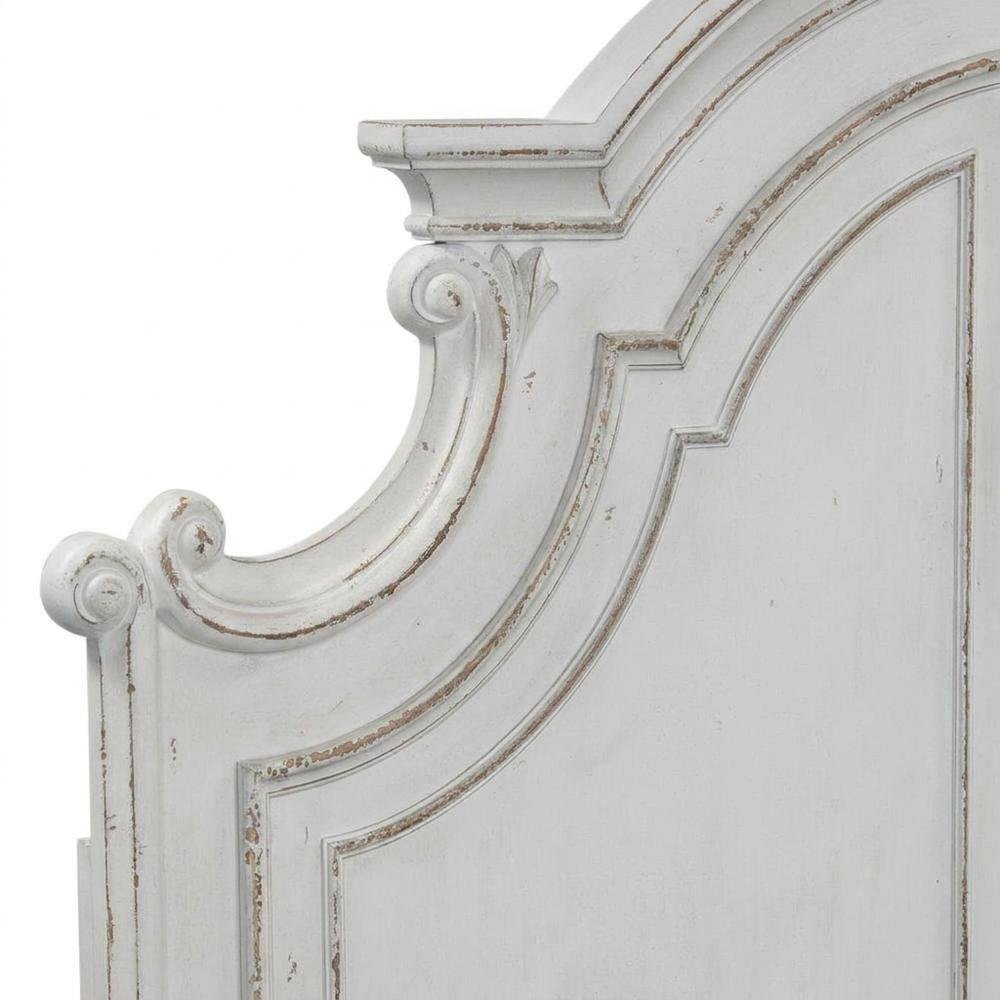 Solid Wood Queen Panel Bed with Tall Headboard, European Traditional, White