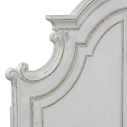Solid Wood Queen Panel Bed with Tall Headboard, European Traditional, White