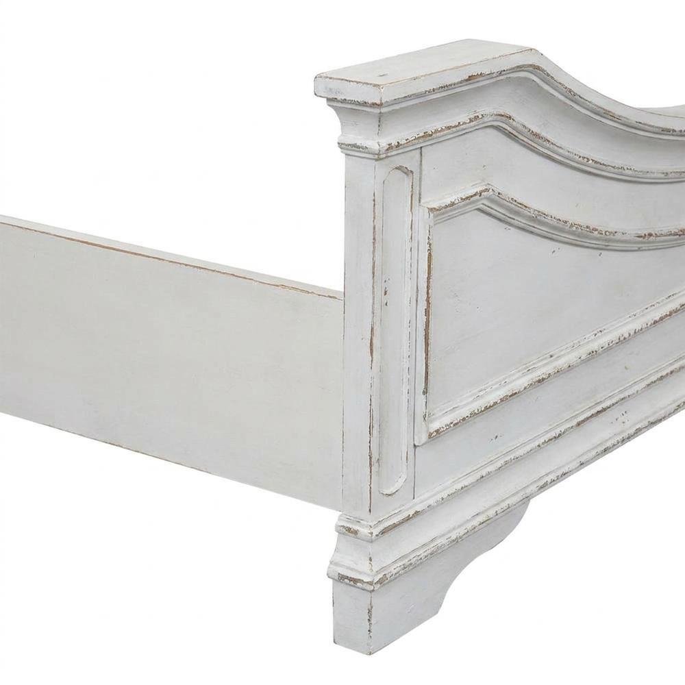 Solid Wood Queen Panel Bed with Tall Headboard, European Traditional, White