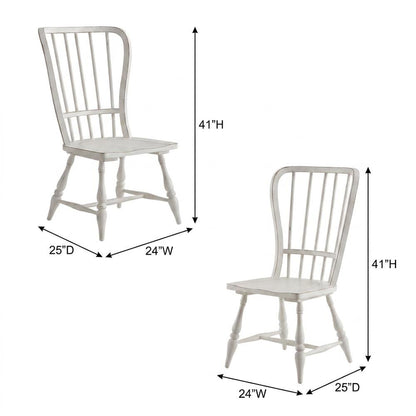 Rubberwood Farmhouse Dining Chairs, Antique White & Weathered Bark, Set of 2