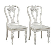 Rubberwood Splat Back Dining Chairs with Chenille Upholstery, White, Set of 2