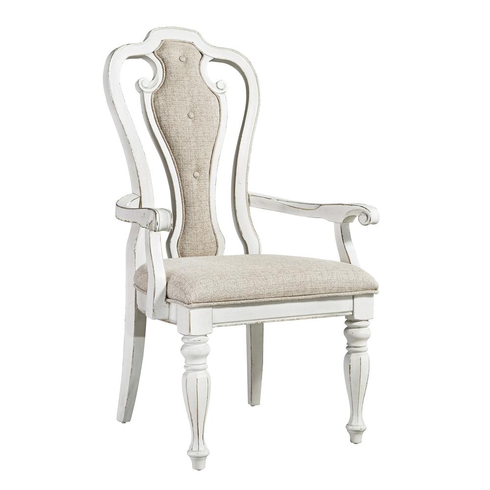 Magnolia Manor Splat Back Upholstered Arm Chair (RTA) in Antique White