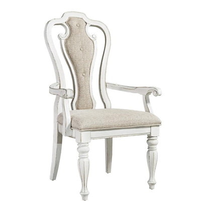 Magnolia Manor Splat Back Upholstered Arm Chair (RTA) in Antique White
