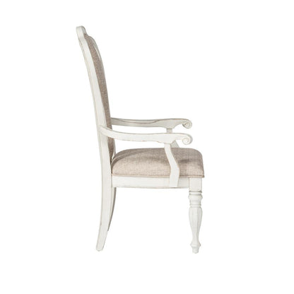 Magnolia Manor Splat Back Upholstered Arm Chair (RTA) in Antique White
