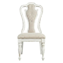 Chenille Upholstered Splat-Back Rubberwood Dining Chair for Dining Room, White