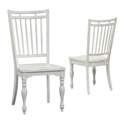 Solid Wood Spindle Back Farmhouse Dining Chairs for Kitchen, White, Set of 2