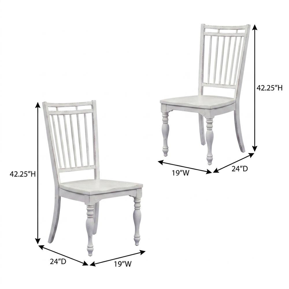 Solid Wood Spindle Back Farmhouse Dining Chairs for Kitchen, White, Set of 2