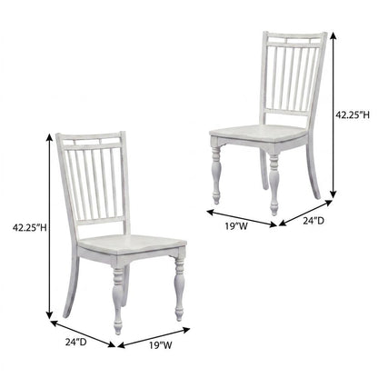 Solid Wood Spindle Back Farmhouse Dining Chairs for Kitchen, White, Set of 2
