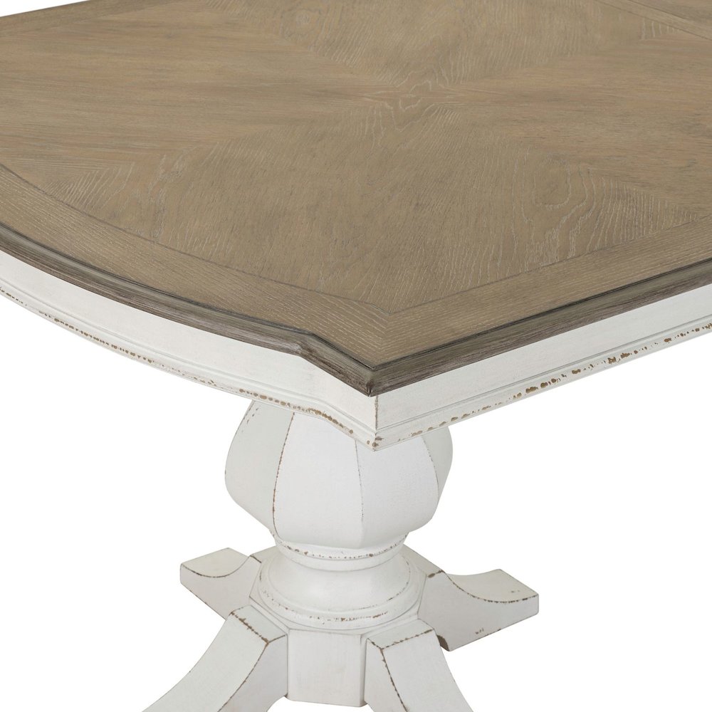 Magnolia Manor Large Double Pedestal Table with Two 20" Leaves - Antique White