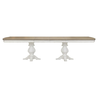 Magnolia Manor Large Double Pedestal Table with Two 20" Leaves - Antique White