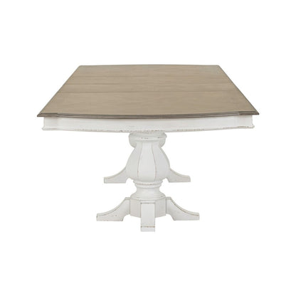 Magnolia Manor Large Double Pedestal Table with Two 20" Leaves - Antique White