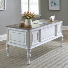 Writing Desk with 5 Drawers European Home Office - Antique White & Bark Oak Wood