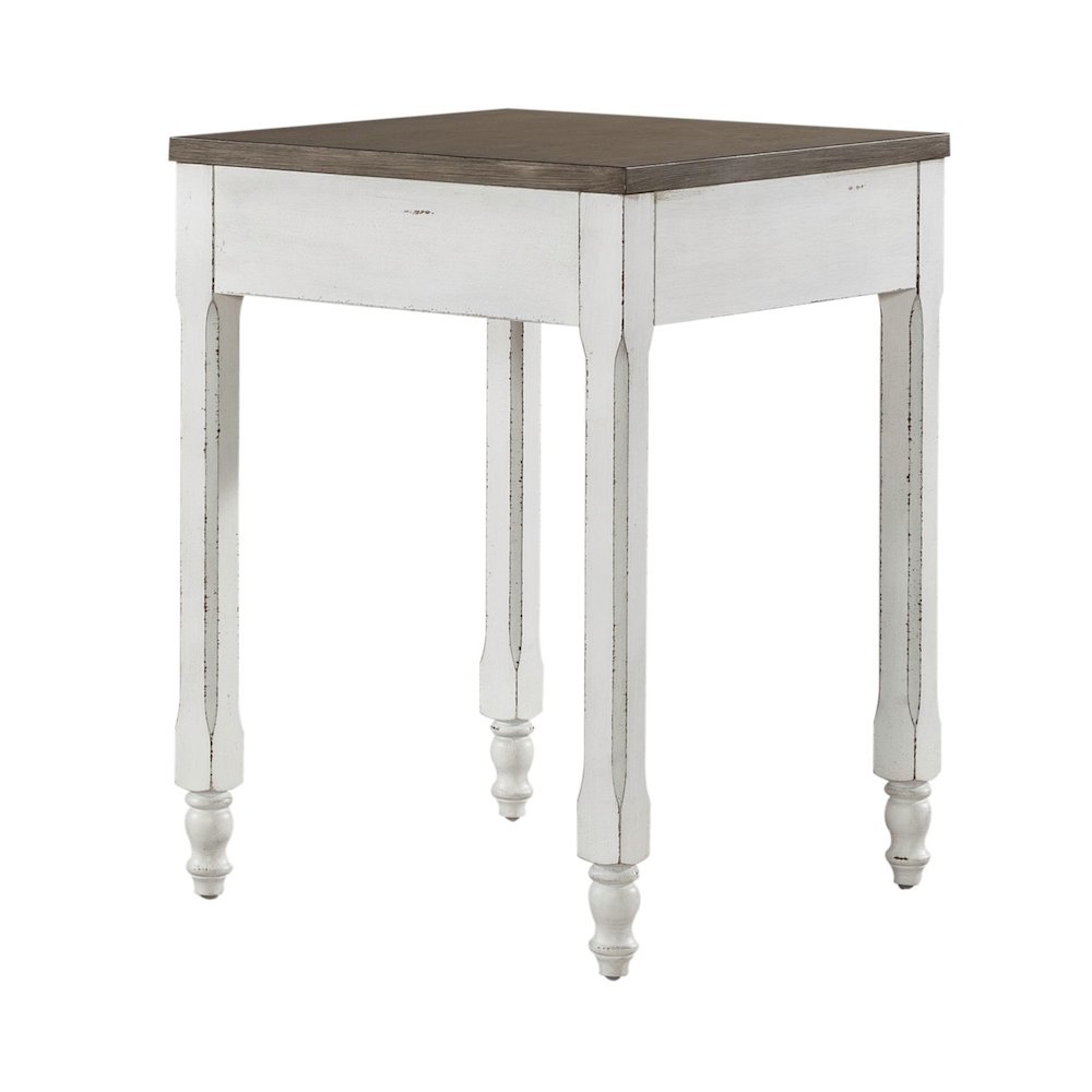Corner Filler Table European Traditional  - Antique White & Weathered Bark