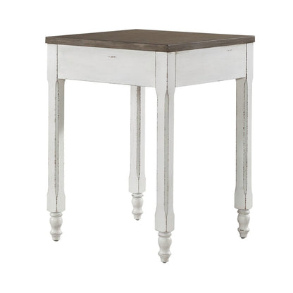 Corner Filler Table European Traditional  - Antique White & Weathered Bark