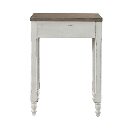 Corner Filler Table European Traditional  - Antique White & Weathered Bark