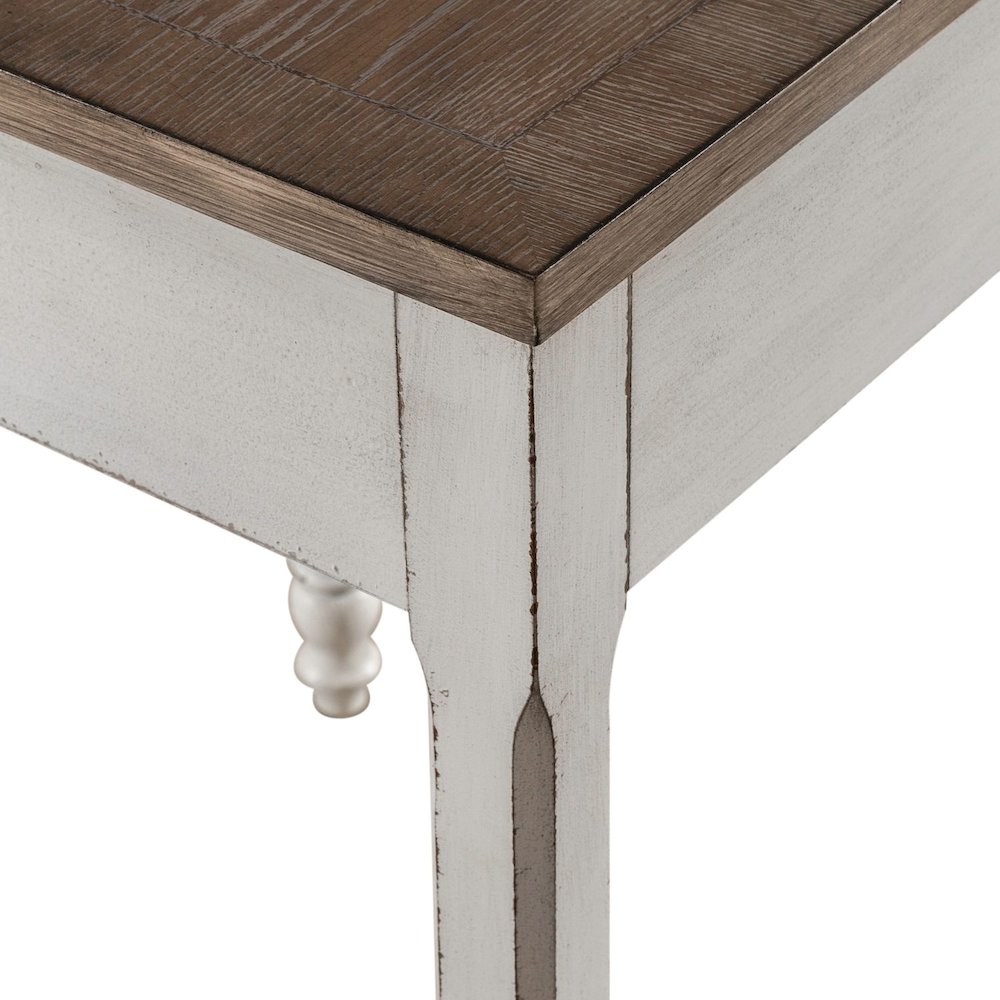 Corner Filler Table European Traditional  - Antique White & Weathered Bark