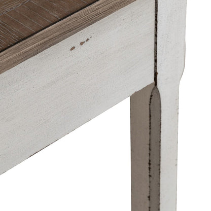 Corner Filler Table European Traditional  - Antique White & Weathered Bark