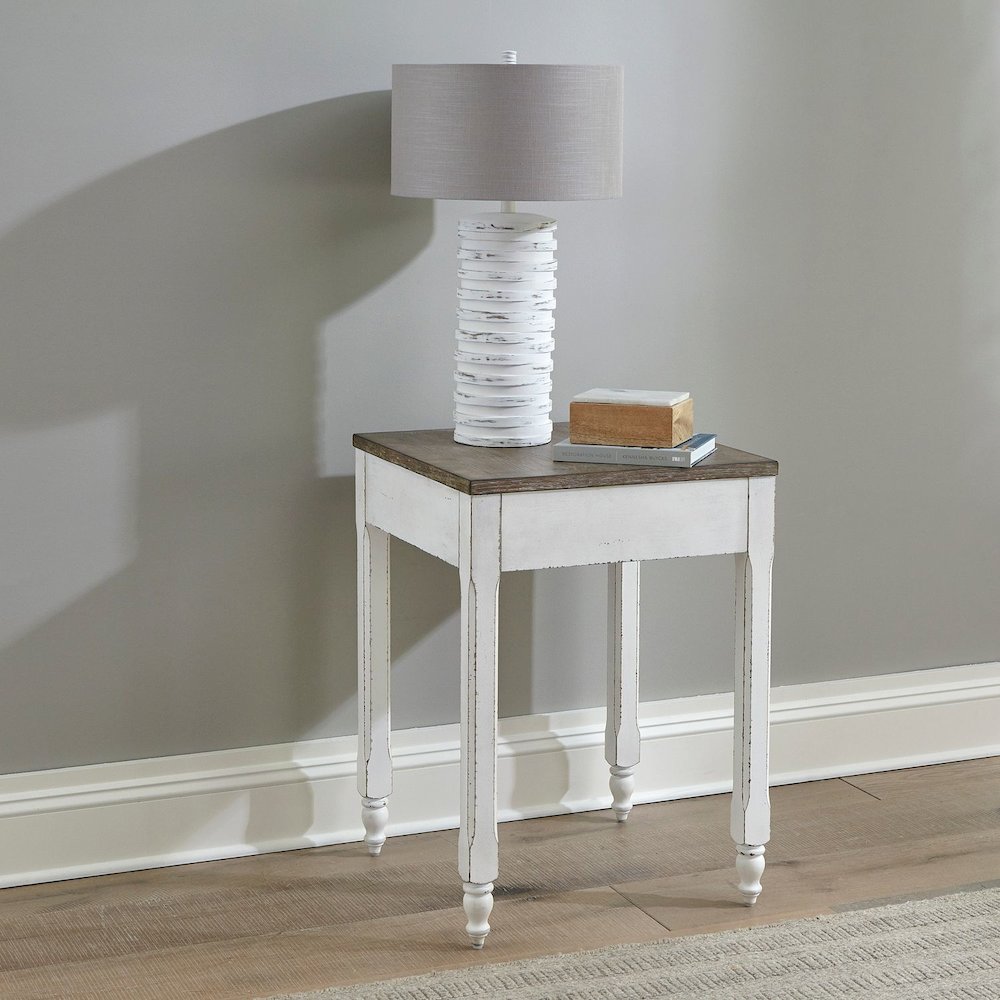 Corner Filler Table European Traditional  - Antique White & Weathered Bark