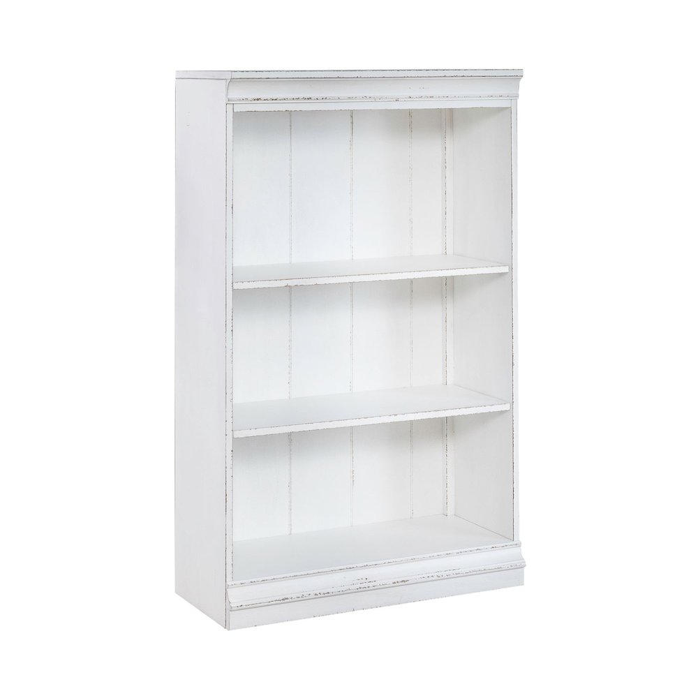 Magnolia Manor 48 Inch Bookcase Office Storage  - Antique White & Weathered Bark