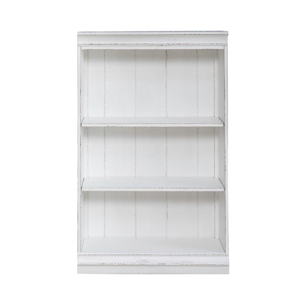 Magnolia Manor 48 Inch Bookcase Office Storage  - Antique White & Weathered Bark