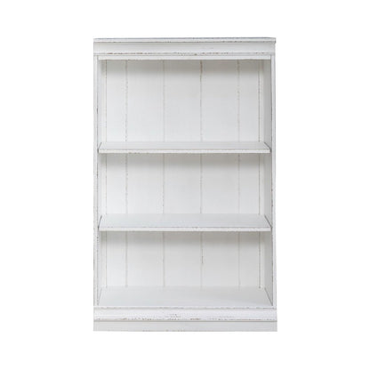 Magnolia Manor 48 Inch Bookcase Office Storage  - Antique White & Weathered Bark
