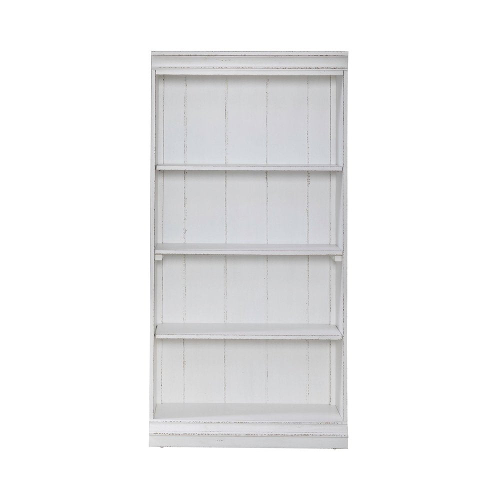 Magnolia Manor 60 Inch Bookcase Office Storage  - Antique White & Weathered Bark