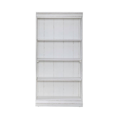 Magnolia Manor 60 Inch Bookcase Office Storage  - Antique White & Weathered Bark