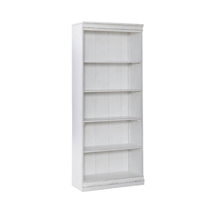 Magnolia Manor 72 Inch Bookcase Office Storage  - Antique White & Weathered Bark