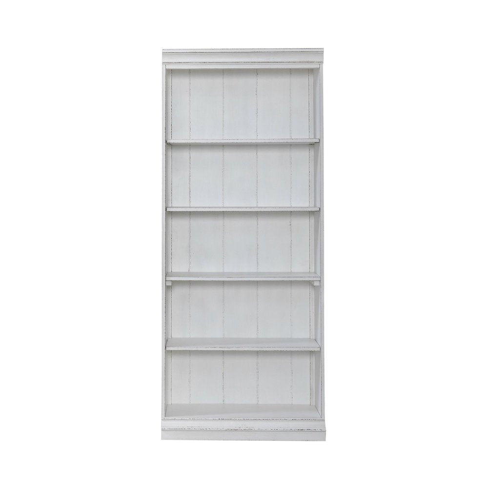Magnolia Manor 72 Inch Bookcase Office Storage  - Antique White & Weathered Bark