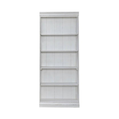 Magnolia Manor 72 Inch Bookcase Office Storage  - Antique White & Weathered Bark