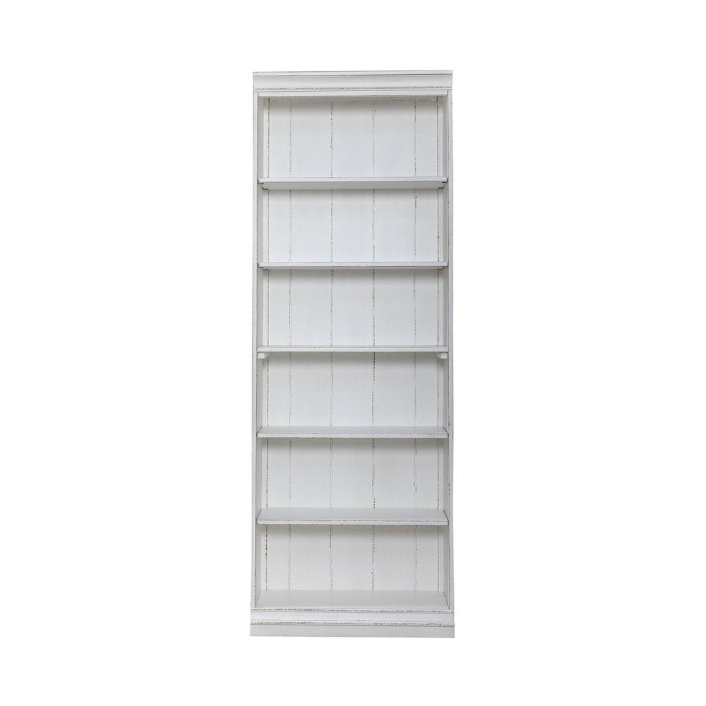 Magnolia Manor 84 Inch Bookcase Office Storage  - Antique White & Weathered Bark