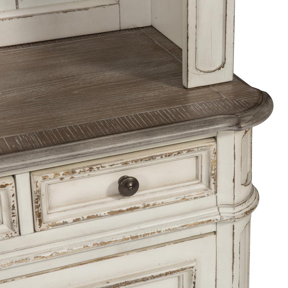 Magnolia Manor 3 Piece Desk & Hutch Set in Antique White