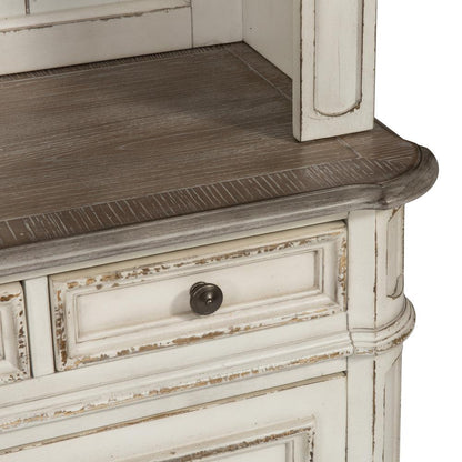 Magnolia Manor 3 Piece Desk & Hutch Set in Antique White