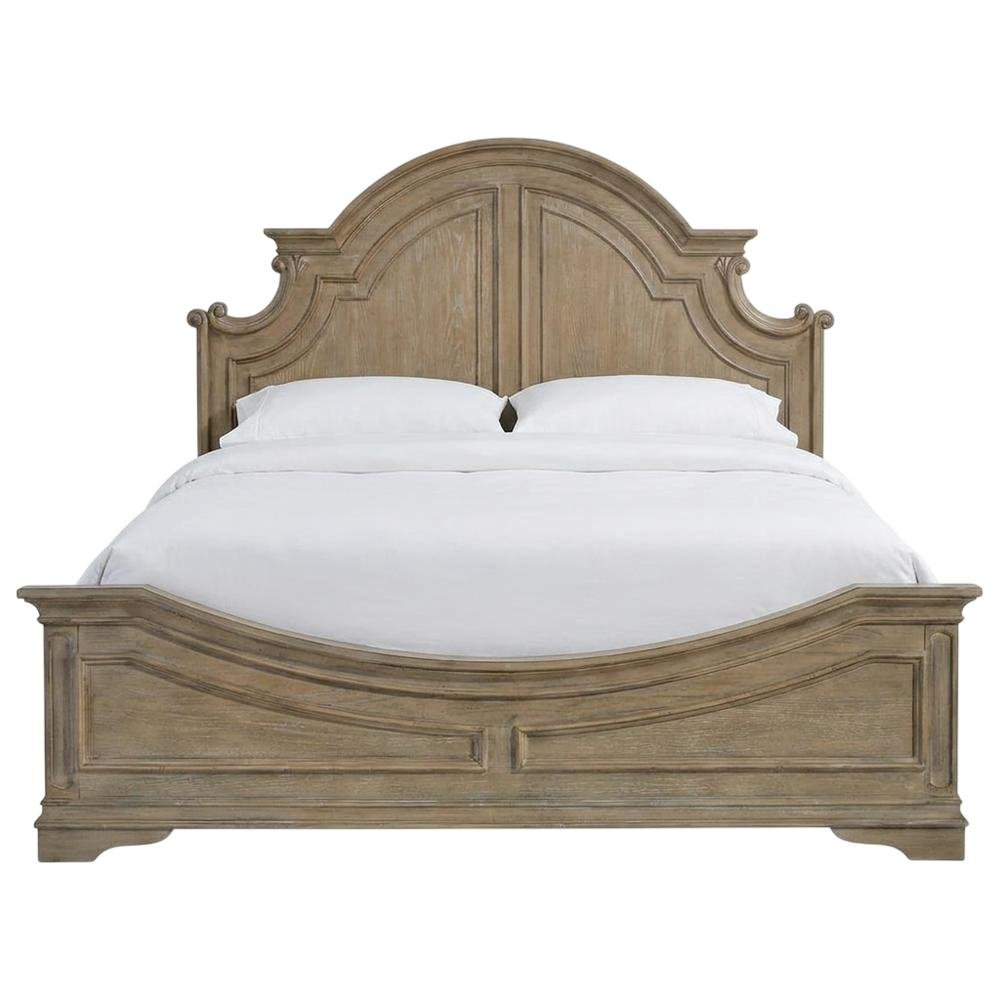 Oak Veneer King Panel Bed Frame with Headboard and Footboard Rails