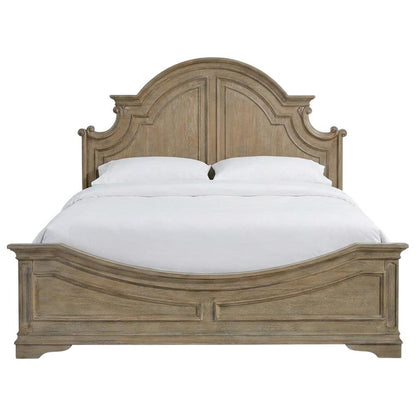 Oak Veneer King Panel Bed Frame with Headboard and Footboard Rails