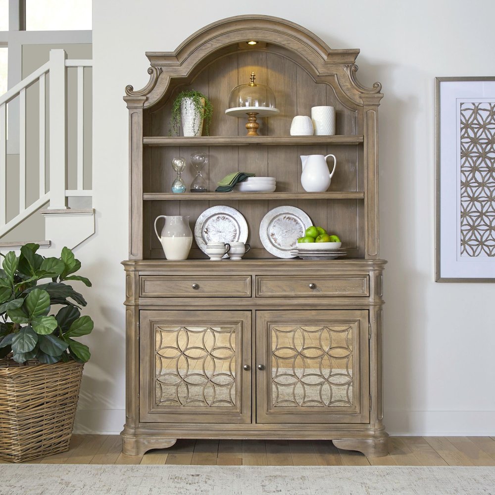 Magnolia Manor Hutch & Buffet in Weathered Bisque