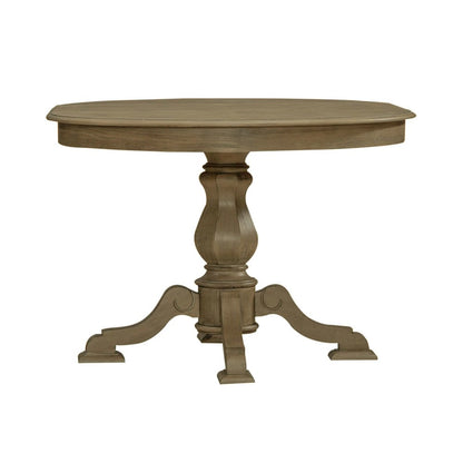 Magnolia Manor Pedestal Table Set in Weathered Bisque