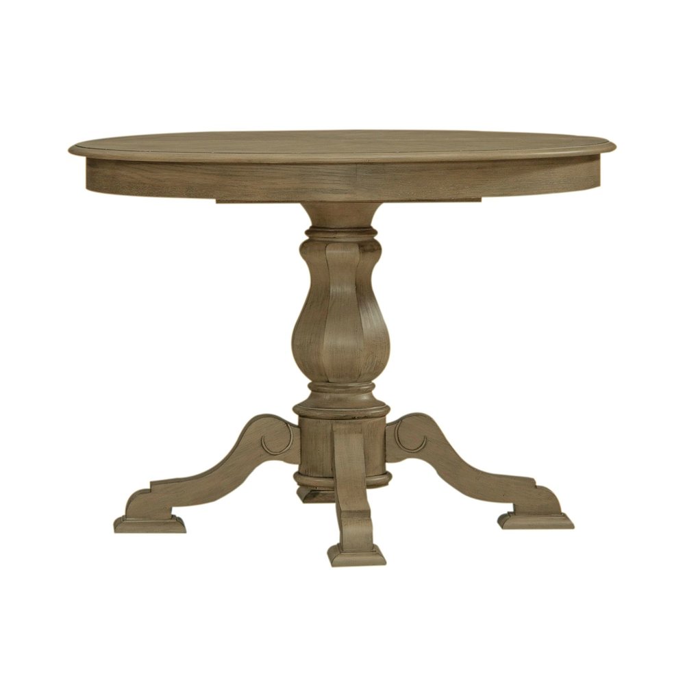 Magnolia Manor Pedestal Table Set in Weathered Bisque