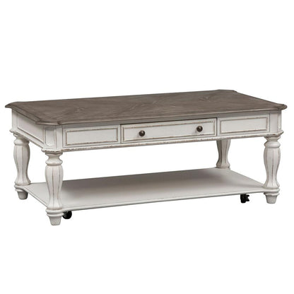 Magnolia Manor Rectangular Cocktail Table in Antique White