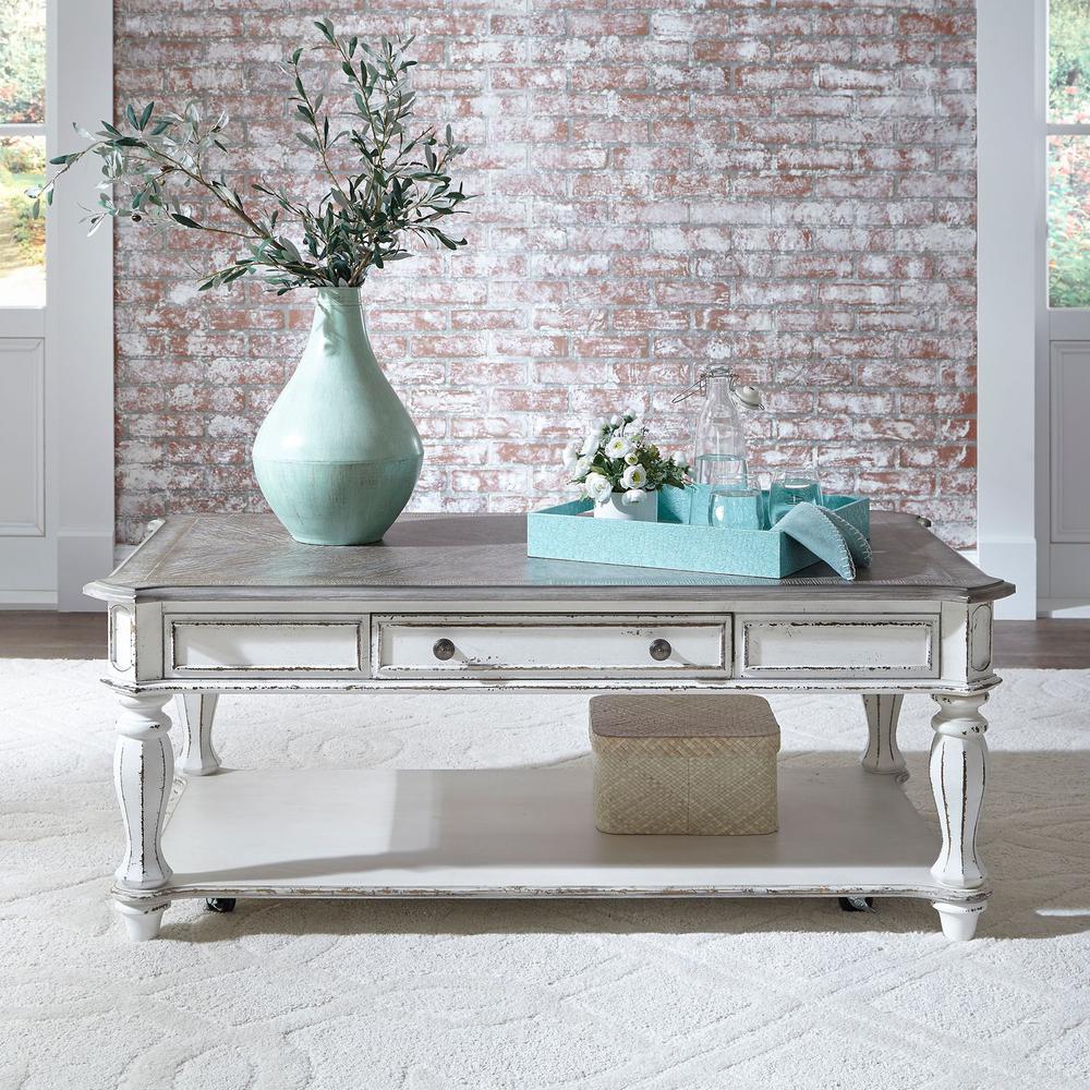 Magnolia Manor Rectangular Cocktail Table in Antique White
