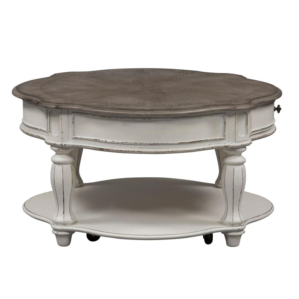 Magnolia Manor Round Cocktail Table in Antique White