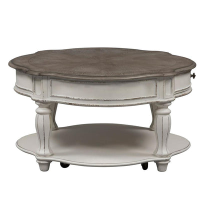 Magnolia Manor Round Cocktail Table in Antique White