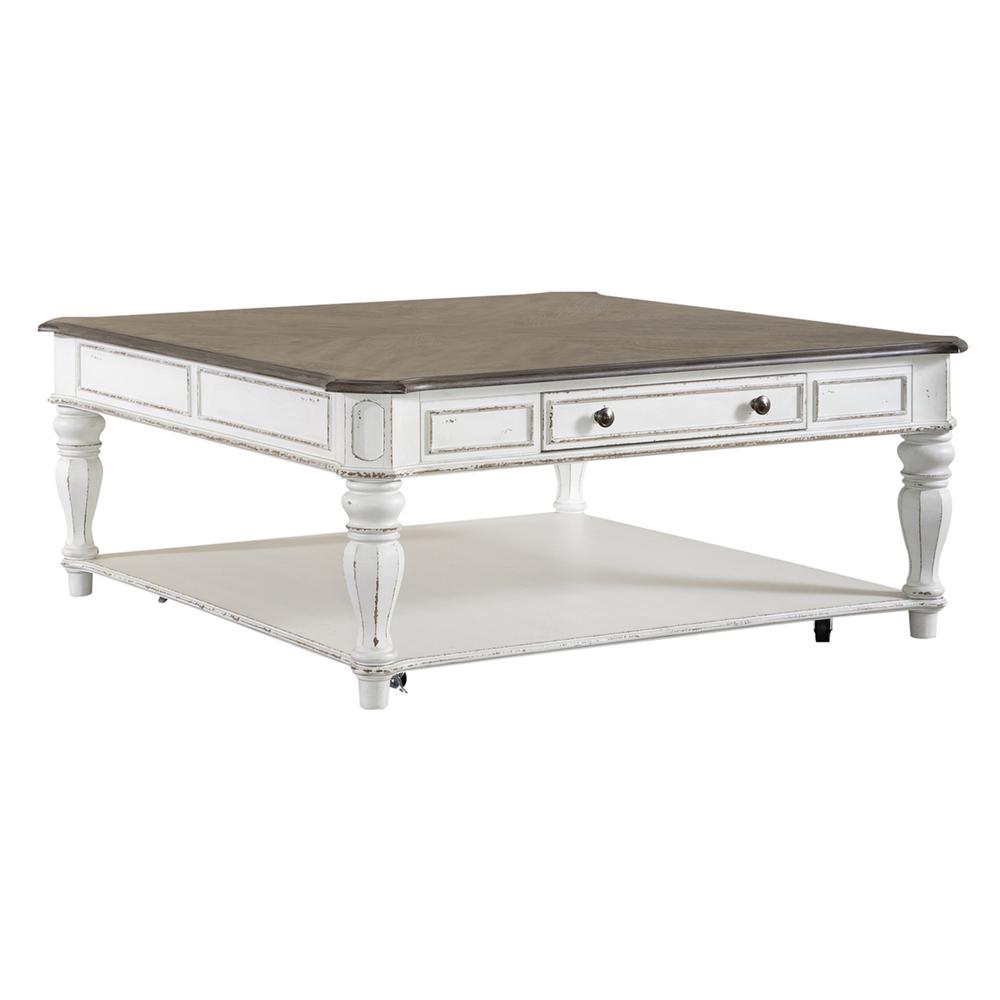 Magnolia Manor Oversized Square Cocktail Table in Antique White