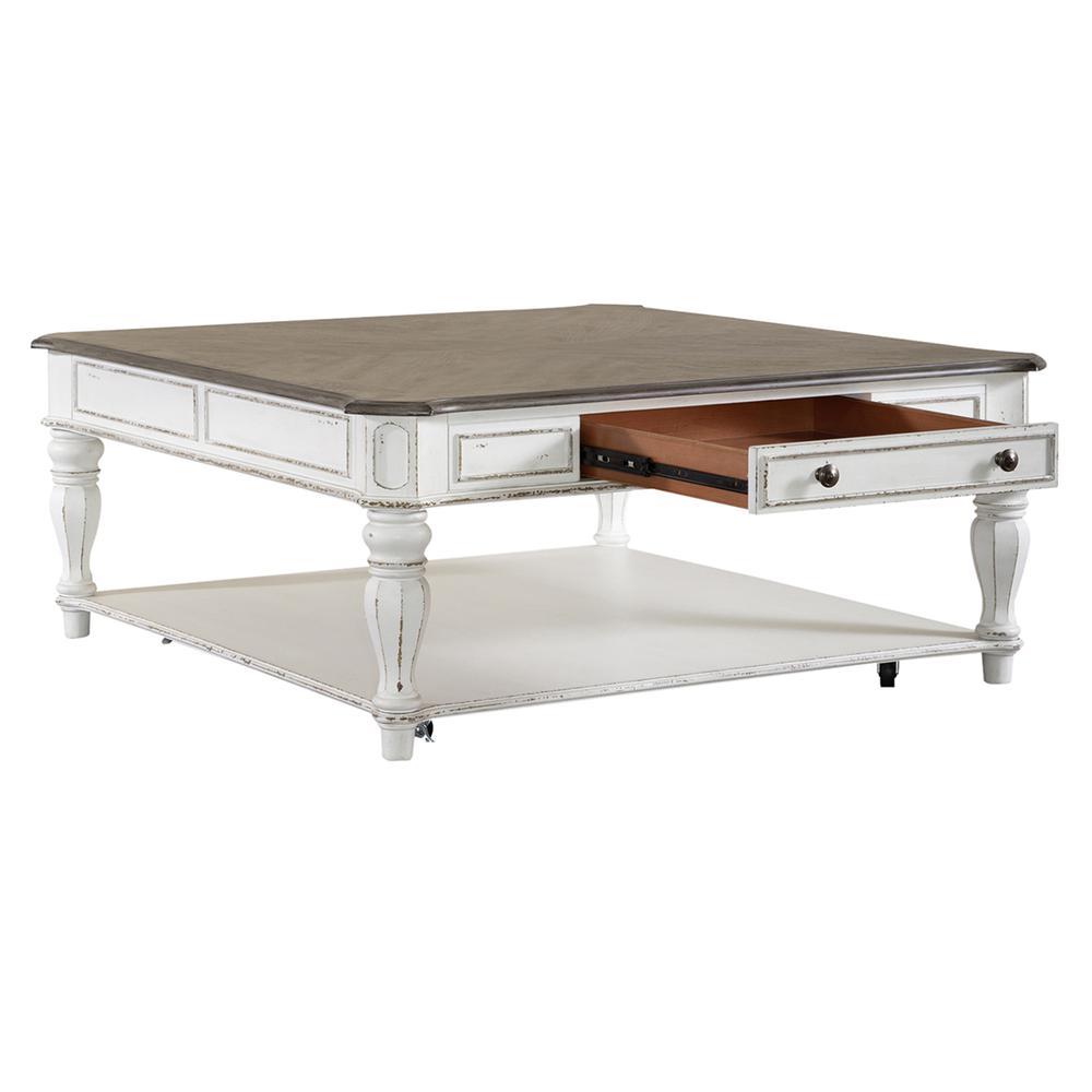 Magnolia Manor Oversized Square Cocktail Table in Antique White