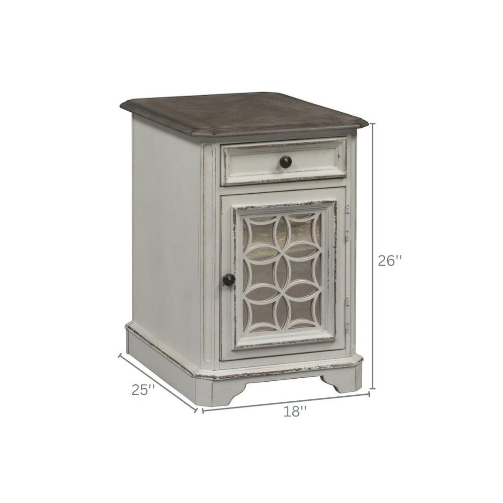 White End Table With Drawer and Cabinet, Accent Table With Storage