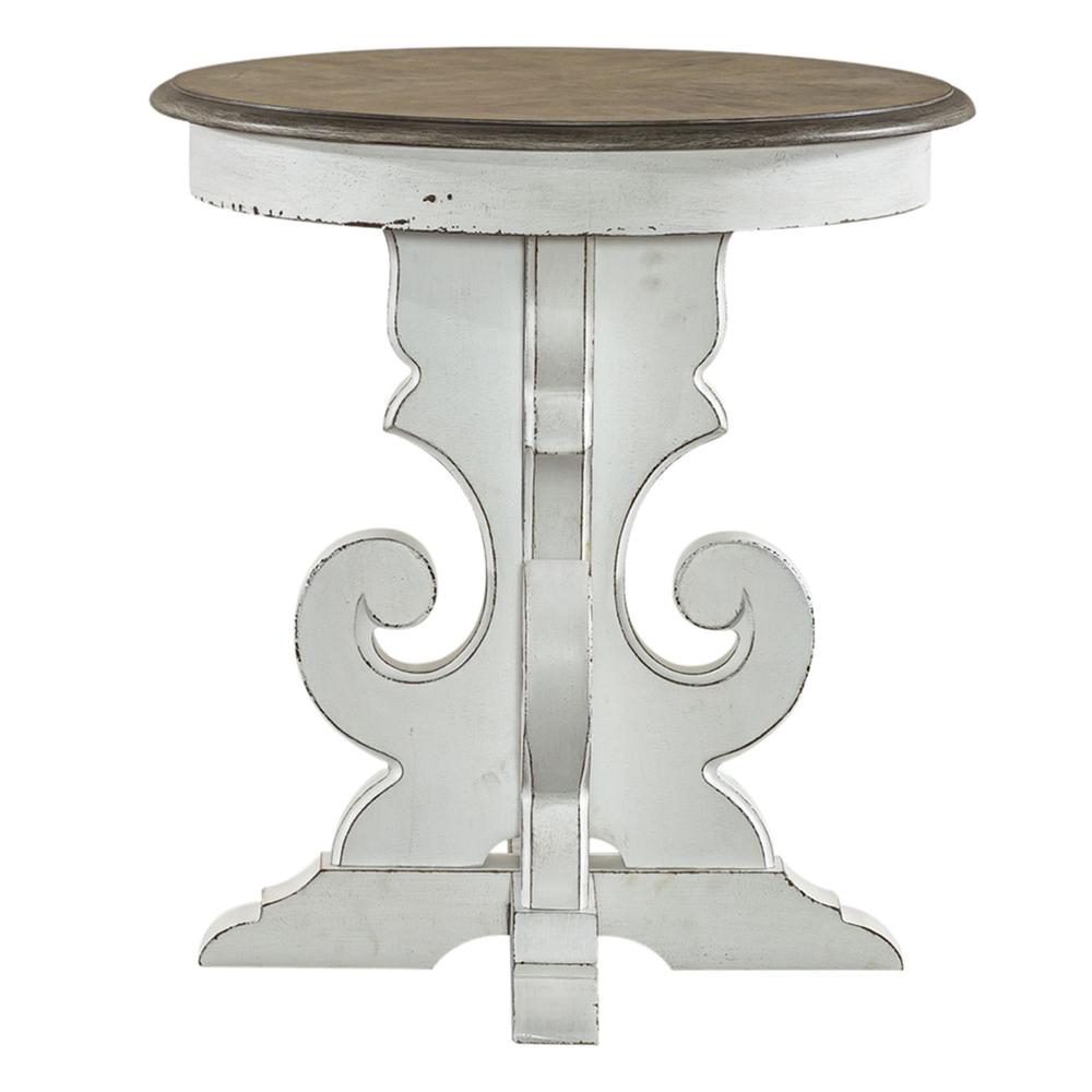 Magnolia Manor Round End Table in Antique White