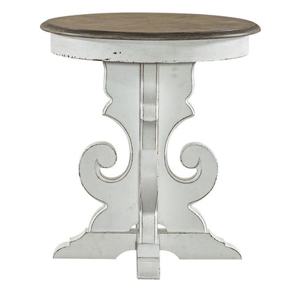 Magnolia Manor Round End Table in Antique White